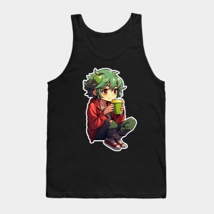 Cozy Anime Frog Boy Sticker Tank Top